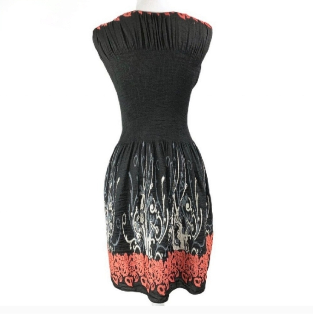 NWOT Black Max Edition Printed Shirred Stretch Dress Sz Small - Picture 4 of 13